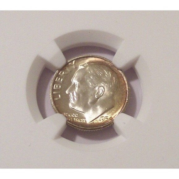 1954 S Roosevelt Dime MS66 NGC Nice Toning - Picture 3 of 4